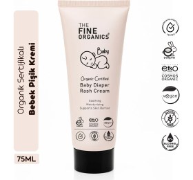 Resim The Fine Organics Organik Sertifikalı Bebek Pişik Kremi, Çinko Içerikli Vegan Bariyer ve Tahriş Karşıtı Bakım Kremi 