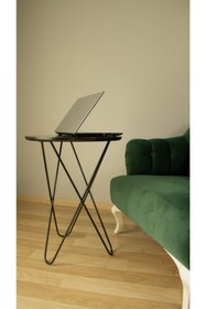 Resim By Trend Ahşap Metal Firkete Yıldız Ayaklı Yan Fiskos Orta Çay Sehpası 