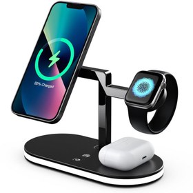 Resim Fuchsia YM-UD23 5in1 Kablosuz Şarj Standı Led Lambalı Wireless Charging Station 