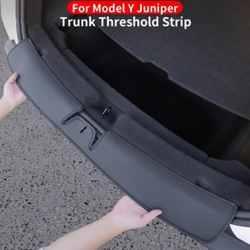 Resim Model Y Juniper 2025 için Bagaj Eşi Şeridi, Suni Deri Bagaj Tampon Koruyucu, Model Y 2025 İç Aksesuarları için Uygun 