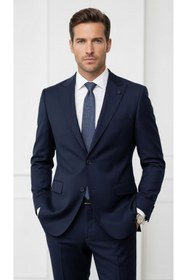 Resim Plus Scorpion Erkek Blazer Ceket Twill Puntolu Kırlangıç Yaka 2 Düğmeli Çift Yırtmaçlı Slim Fit 