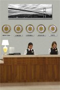 Resim Platin Saat 36 Cm Prinç Metal 5 Adet Set Otel Dünya Saati 