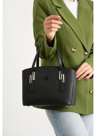 Resim Just Polo Kadın Orijinal Just Polo 5 Bölmeli Şık El & Omuz Çantası Ve Cüzdanı Shoulder Bag 26 X 24 Siyah Kombin 