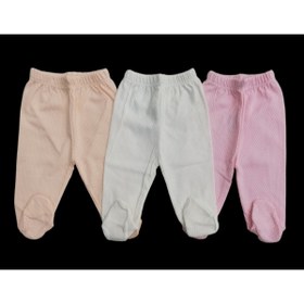 Resim özdemirli bebe Bebek Patikli Alt Hava Alır Kumaş Düz Renk (3 Lü Paket Beyaz-somon-pembe) 
