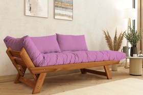 Resim WOODESK ADALAR MASİF AHŞAP İKİLİ KANEPE, TİK-PEMBE 