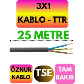 Resim Öznur 3x1 Ttr Kablo Siyah Metre Seçenekli - 25 Metre 