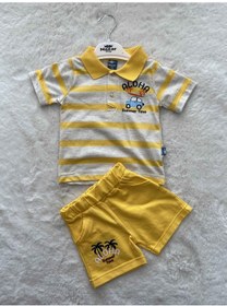 Resim Polo Yaka Çizhili Süprem Erkek Takım sarı 