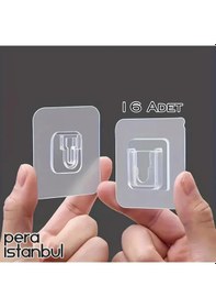 Resim 16 Adet Süper Güçlü Şeffaf Çerçeve Askısı Resim Mutfak Kancası Kendinden Yapışkanlı Şeffaf Yapışkan 