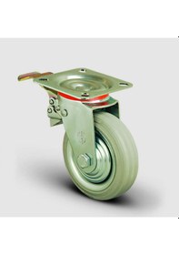 Resim EK01SPRg150F Döner Tablalı Frenli Gri Kauçuk Kaplı Tekerlek 