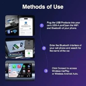 Resim Lidyahan Store Kablosuz Carplay/android Otomatik Adaptör USB Mini Ultra Fabrika Kablolu Carplay ve Oem Kablolu Android Otomatik, Tak ve Çalıştır Kablosuz Carplay/android Otomatik Dongle Ios 10 ve Android 