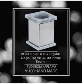 Resim Mayaglory Vogue Serisi Doğal Mermer Taş Diş Fırçalık Krom Renk 4250 