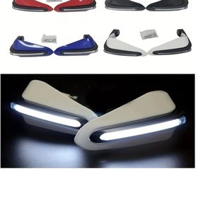 Resim Hightower Beyaz Led Motosiklet El Koruyucu: Geniş Işık, Dayanıklı Abs, Ayarlanabilir Kelepçe, Güvenlik Ve Stil 