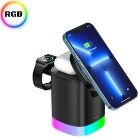 Resim 15w 3in1 Kablosuz Şarj Standı Aircharger Quattro Magsafe Apple Uyumlu iPhone+applewatch+airpods Hızlı 
