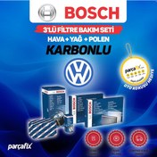 Resim Vw Passat 1.6 Fsı Bosch 3'Lü Filtre Bakım Seti 2005-2010 Karbonlu 