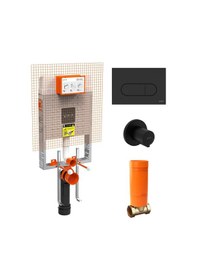 Resim Gömme Rezervuar, Mat Siyah Panel Ve Stop Valf 768 