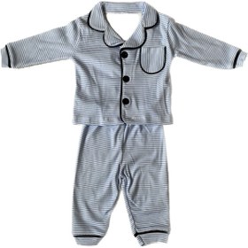 Resim minilovebaby Çocuk Mavi Beyaz Çizgili Pijama Takımı 