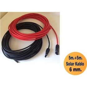 Resim Mc4 Soketli. 5+5 Toplam 10 Metre 6 Mm Solar Panel Kablosu 