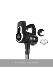 Resim Karaca Vantuz Power Pro Hepa Filtreli 2 in 1 Şarj Edilebilir Dik Süpürge Matte Black Silver 