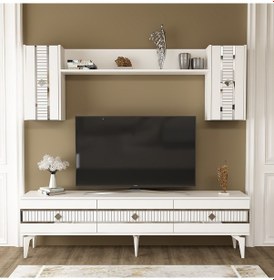 Resim Nova Tv Ünitesi Takımı Beyaz-gümüş 