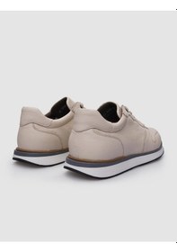 Resim Cabani %100 Hakiki Deri Bej Bağcıklı Erkek Spor Ayakkabı Bej 