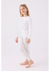 Resim Rolypoly Kız Çocuk Beyaz Pijama Takımı Rp3458-c-v2 Beyaz 