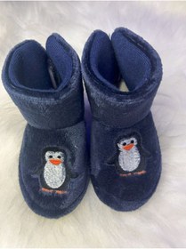 Resim dekan toys Panduf Erkek Çocuk Ev Ayakkabısı Ev Botu Lacivert Renk Penguen Figürlü Pantuf 