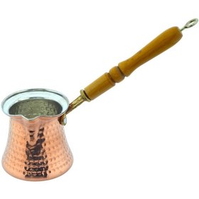 Resim Ludıa Ahşap Saplı El Yapımı Dövme Bakır Cezve No4 Kahve Cezvesi 