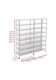 Resim Raf Burada 8 Katlı Duble Galvaniz Çelik Raf - Depo, Arşiv, Kiler, Dosya, Market Rafı-43x60 cm-100 cm-0.70 mm 