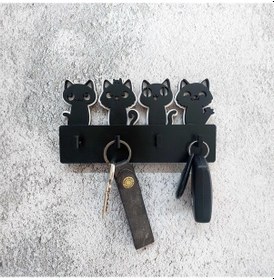 Resim Cajuart Dekoratif Sevimli Kediler Desen Duvar Askısı Anahtarlık 