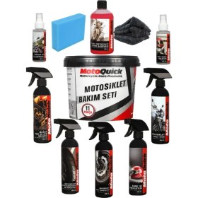 Resim Moto Quick Motosiklet Bakım ve Temizlik Seti 11 Parça Su Kaydırıcı ve Kask Temizleyici 