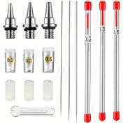 Resim 0.2/0.3/0.5mm Nozullar, İğneler & Koruyucu Kapaklar ile 10'lu Hava Tabancası Yedek Seti - Dayanıklı Metal Püskürtme Tabancası Aksesuarları 