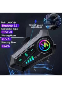Resim Y10 2x Motosiklet Kask İntercom Çift Eşleşme Rgb Işıklı Bluetooth Kulaklık 5,3 