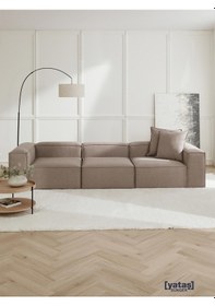 Resim Most Mollis 3 Modül Kanepe Koltuk 10 Kahverengi Keten Kumaş Yumuş 