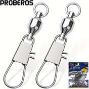 Resim Proberos 10 Adet Top Rulmanlı Ağır Hizmet Tipi Paslanmaz Çelik Balıkçılık Dönerleri, Pürüzsüz Döndürme için Interlock Snap ile - Tuzlu ve Tatlı Su Balıkçılığı için İdeal 
