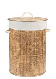 Resim Bambu Çamaşır Sepeti - Renksiz Desenli Ahşap 