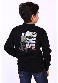 Resim Toontoy Kids Toontoy Erkek Çocuk Kanguru Cepli Baskılı Sweatshirt Siyah 