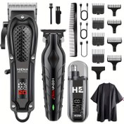 Resim Erkekler için Profesyonel Kablosuz Saç Kesme Makinesi Seti & Düzeltici Set, Kulak ve Burun Tüyü Kesme Makinesi ile LED Ekran, USB Şarj Edilebilir Saç Kesim Bakım Kiti, Erkeklere Hediye 