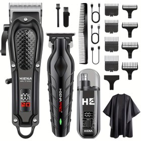 Resim Erkekler için Profesyonel Kablosuz Saç Kesme Makinesi Seti & Düzeltici Set, Kulak ve Burun Tüyü Kesme Makinesi ile LED Ekran, USB Şarj Edilebilir Saç Kesim Bakım Kiti, Erkeklere Hediye 