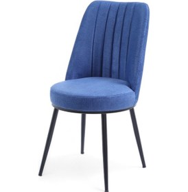Resim Gold Sandalye - Jerika Mavi - Metal Siyah Ayak 