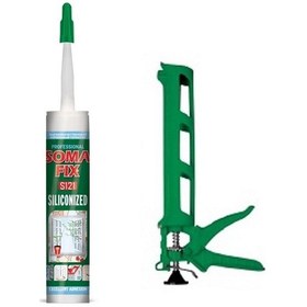 Resim Somafix Beyaz Silikonize Mastik Silikon Tabancası Seti 