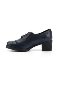 Resim Gönderi(R) Gönderi R Lacivert Antik Bağcıklı Orta Kalın Topuklu Hakiki Deri Oxford Ayakkabı Lacivert 