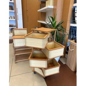 Resim Ahşap Kare Sebzelik 5 Katlı Yana Açılır Patates Soğan Tekerlekli Sebzelik 