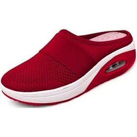 Resim Yaz Nefes Alabilen Hafif Hava Yastıklı Slip-on Yürüyüş Terliği Düz Ayakkabı Ratetime Kırmızı 