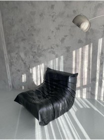 Resim EDSY HOME Edsy Puffer Relax Deri Siyah Berjer 