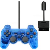 Resim Mavi Kablolu Şok Uzaktan Kumanda Ps2 Kablolu Oyun Controle Joypad Sony Ps2 Kablolu Denetleyici Gamepad Aksesuarları 