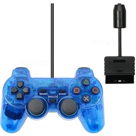 Resim Mavi Kablolu Şok Uzaktan Kumanda Ps2 Kablolu Oyun Controle Joypad Sony Ps2 Kablolu Denetleyici Gamepad Aksesuarları 