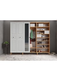 Resim Meridyen Membran 6 Kapaklı Portmanto Montaj Dahil Çam Beyaz 210 C 