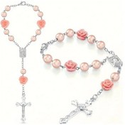 Resim Cloud011 Pembe Abs Araç Tespihi Aynalı Gül Madalyonlu Dua Boncuğu İç Dekor 