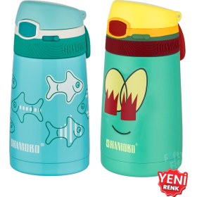 Resim Shamobo 2li Set Pipetli Çelik Termos 350ml -6 Saat Isı Yalıtımı- Açıkyeşil 