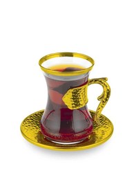 Resim 6 Kişilik 12 Parça Altın Renk Çay Bardağı Sunum Seti 